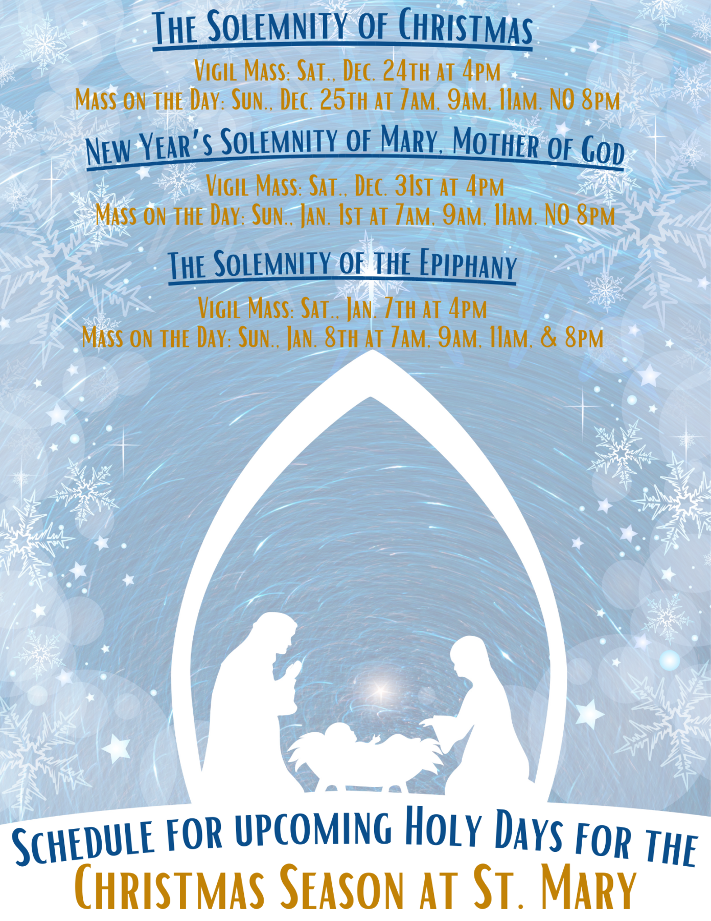 Christmas Mass Schedule 2022